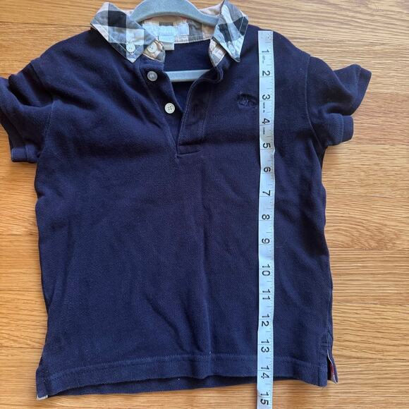 Burberry Children's Navy Blue Button Polo Shirt Plaid Collar Kids Size 4 - Picture 4 of 8
